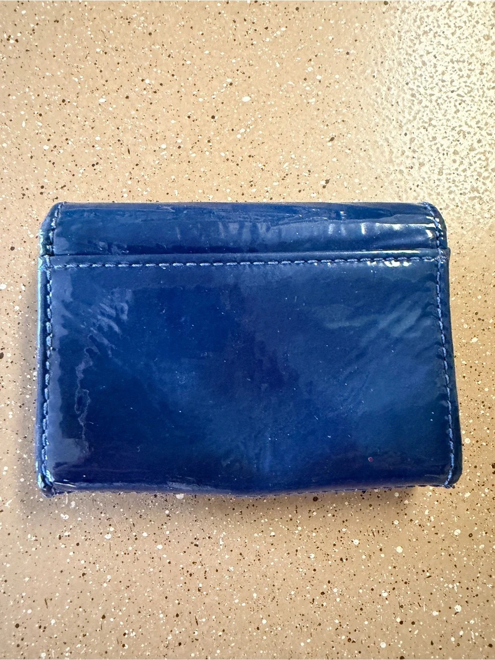 Coach Patent Leather Mini Card Wallet in Blue with Silver Horse & Carriage logo